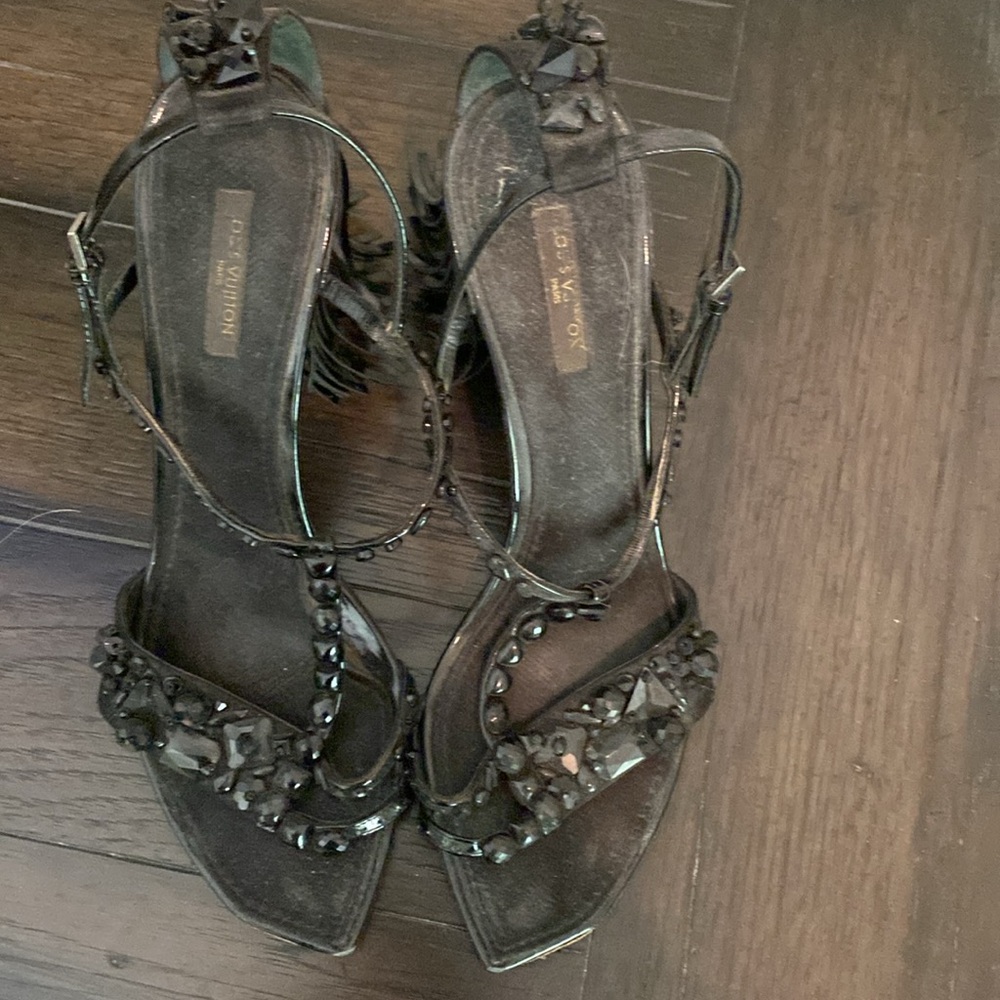 Louis Vuitton  Black Beaded Women's Sandals - Picture 8 of 11